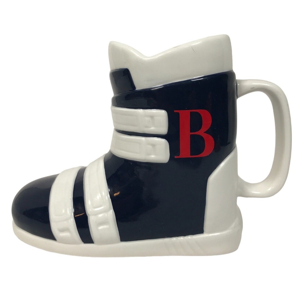 Mark & Graham Ski Boot Mug Navy Blue White Ceramic Monogram B Novelty Cup
